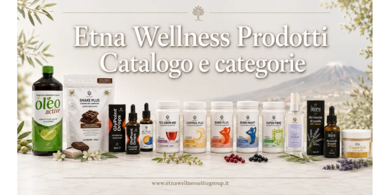 Etna Wellness prodotti catalogo e categorie con integratori cosmetici oli profumi e prodotti casa