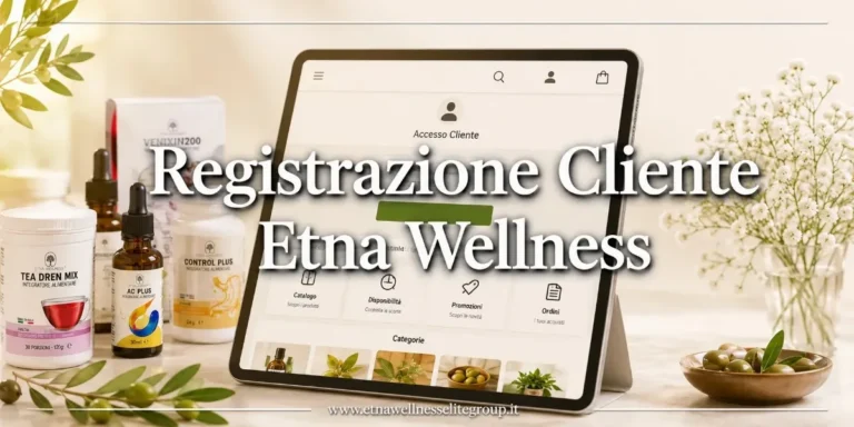 Registrazione cliente Etna Wellness per creare accesso allo shop online, consultare catalogo e acquistare con assistenza