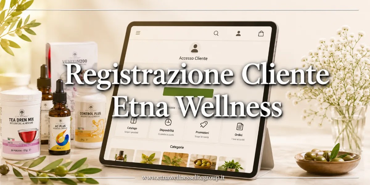 Registrazione cliente Etna Wellness per creare accesso allo shop online, consultare catalogo e acquistare con assistenza