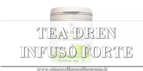 Tea Dren Infuso Forte Etna Wellness drenante in polvere con tè verde, tè nero, karkadè, cardamomo e guaranà