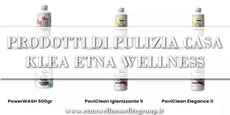 Prodotti pulizia casa KLEA Etna Wellness per cucina, bagno, pavimenti e bucato