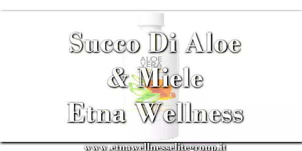 Succo di aloe al miele Etna Wellness con aloe vera al 90 per cento, miele millefiori e vitamina C