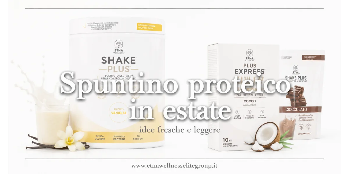Spuntino proteico veloce in estate con Shake Plus Etna Wellness preparato fresco