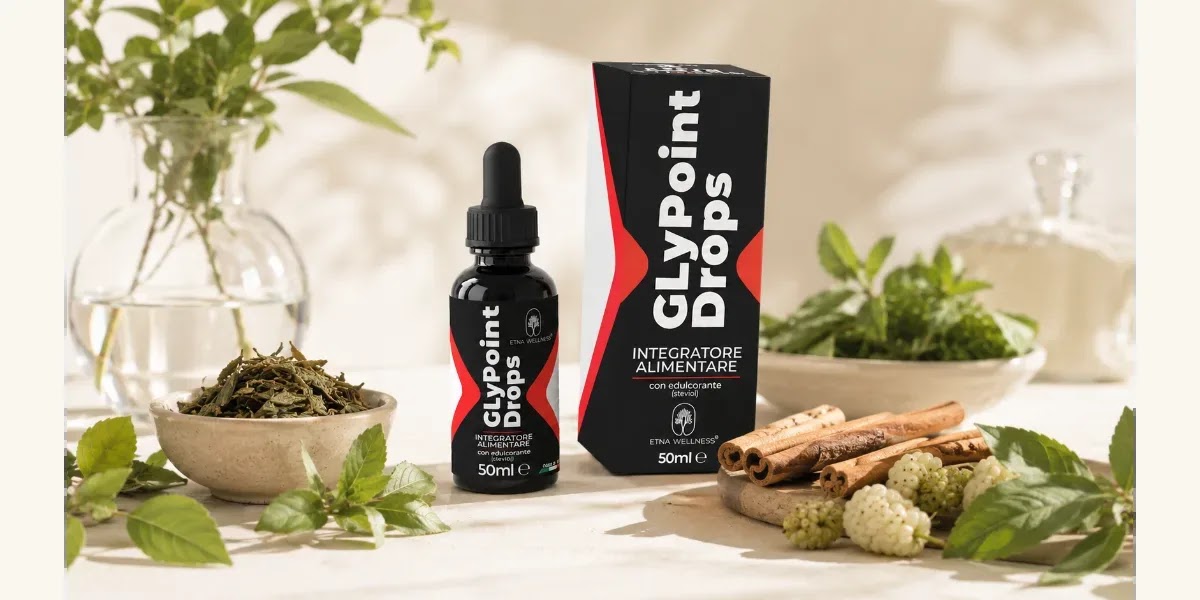 GlyPoint Drops Etna Wellness con ingredienti vegetali come cannella te verde e gelso bianco