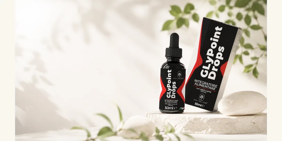 GlyPoint Drops Etna Wellness integratore alimentare in gocce con flacone e confezione