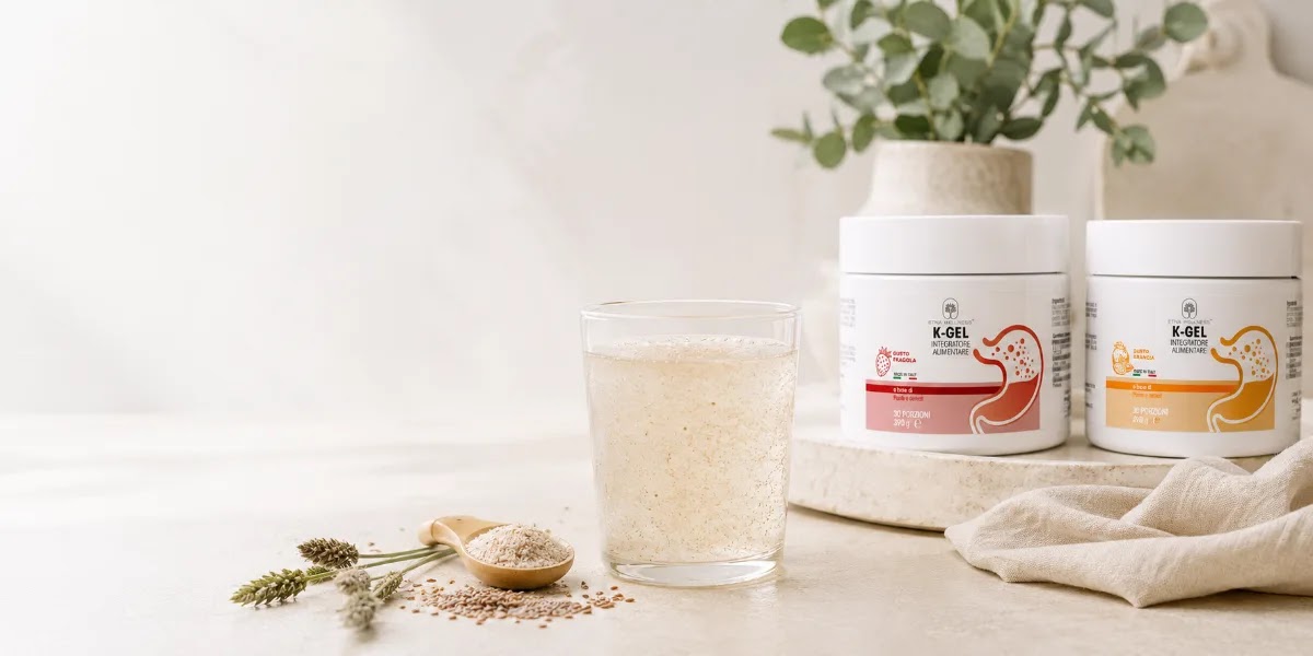 Preparazione di K-Gel in acqua con fibra di psillio dalla consistenza gelatinosa